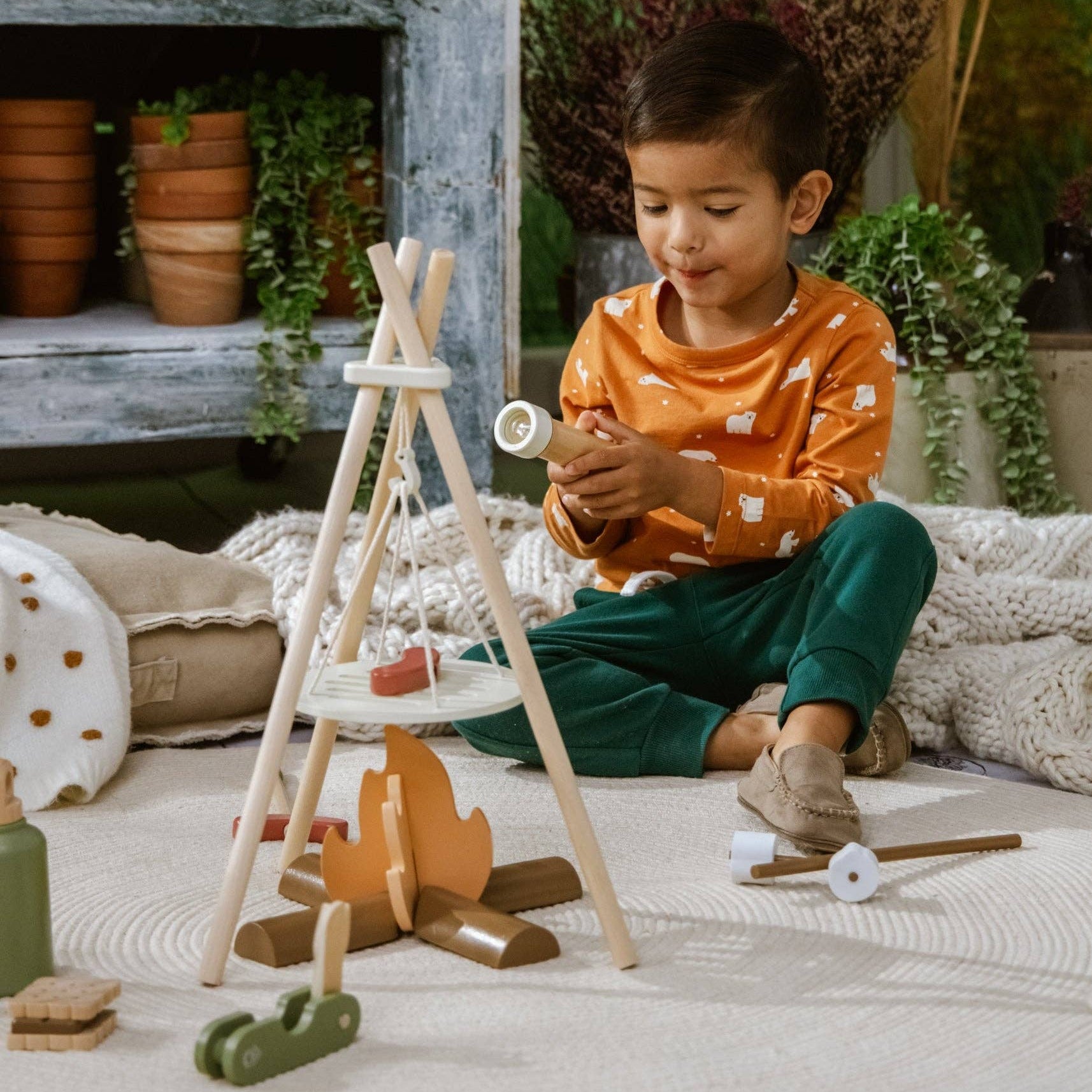 Camping-Spielset aus Holz | Mit Lagerfeuer, Marshmallows und Campingausrüstung