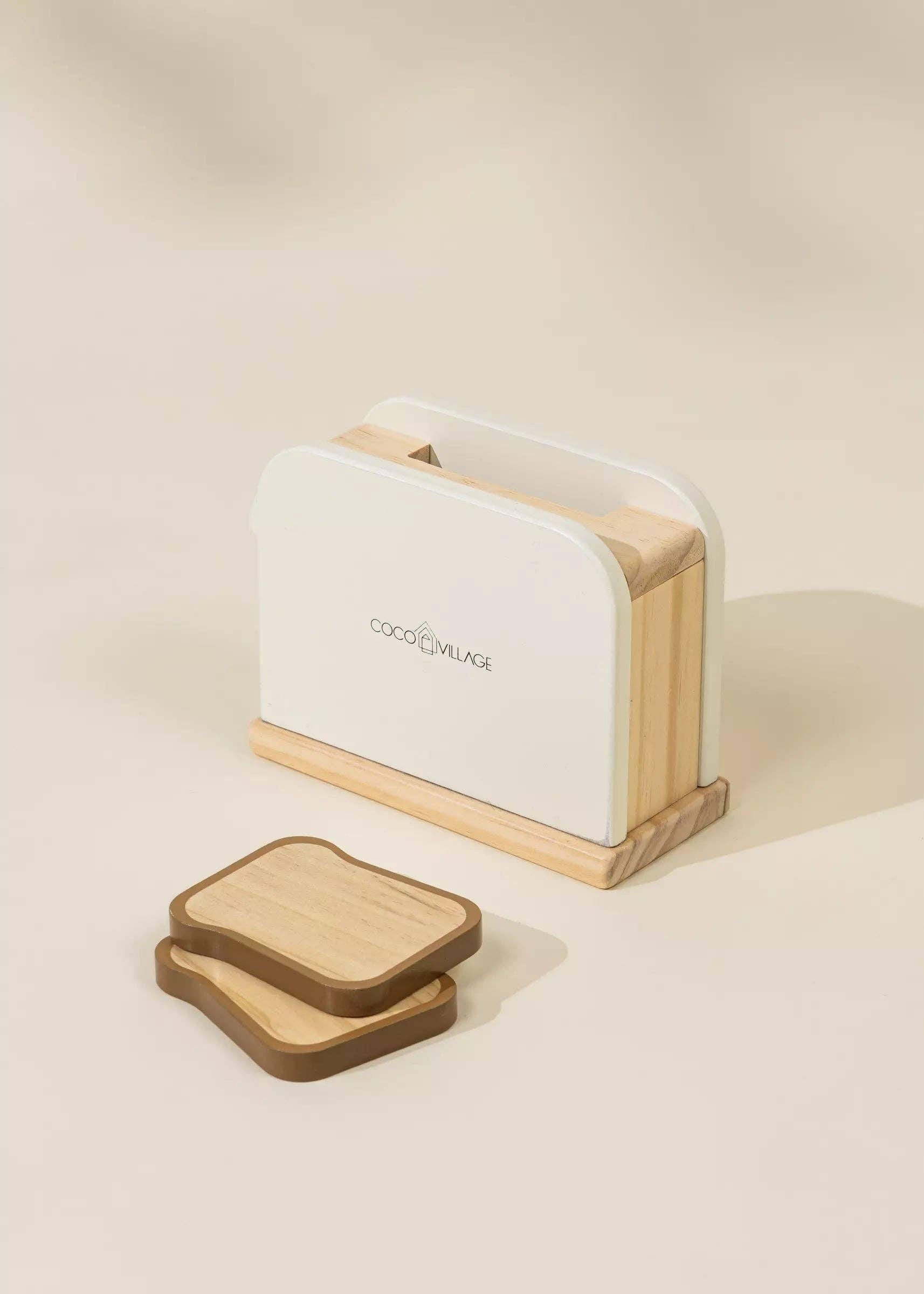 Wooden Toaster Playset | Play toaster with spring bread and butter accessories