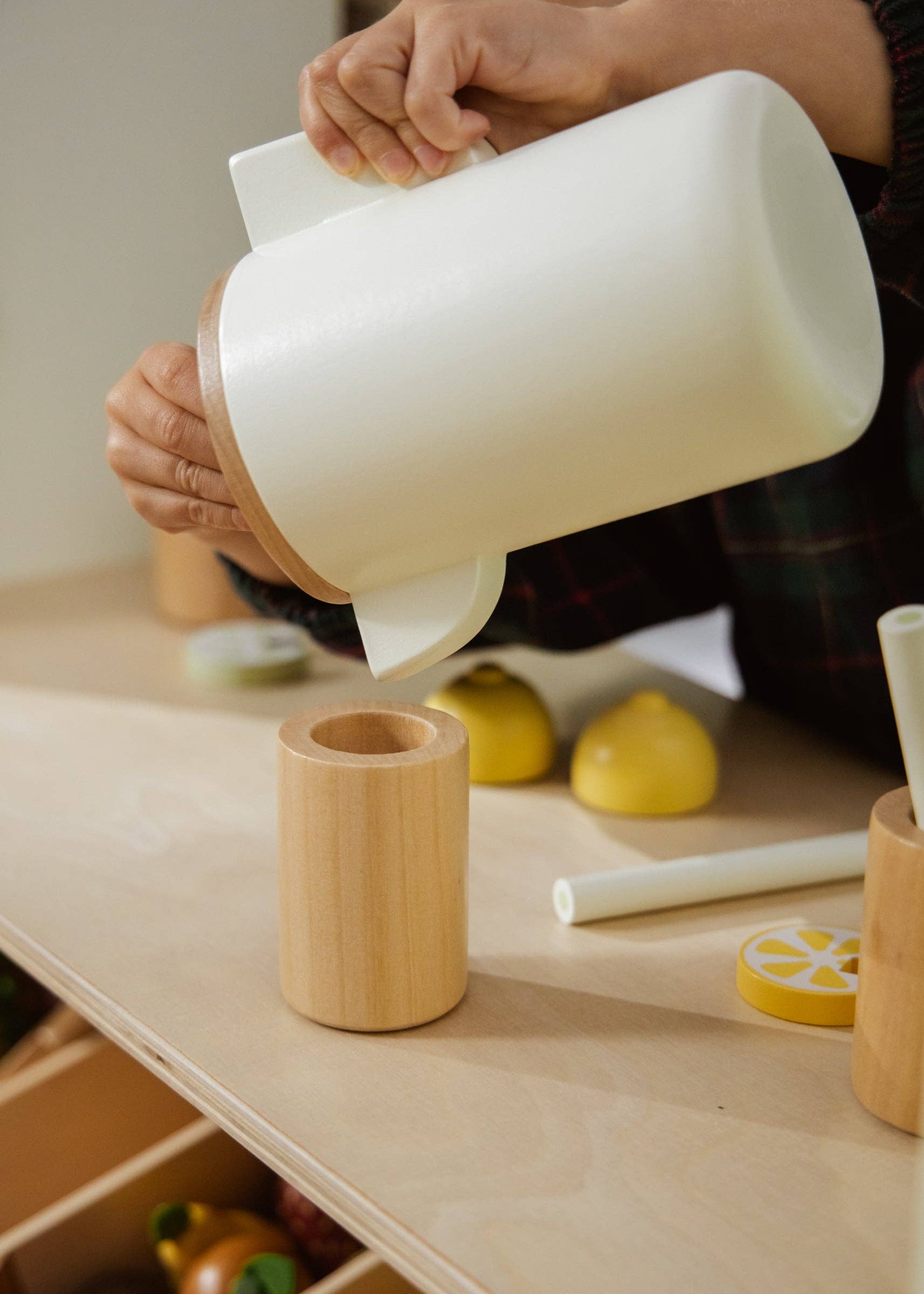 Wooden Lemonade Set | Creative play set with 3 glasses, a jug, and fruit accessories