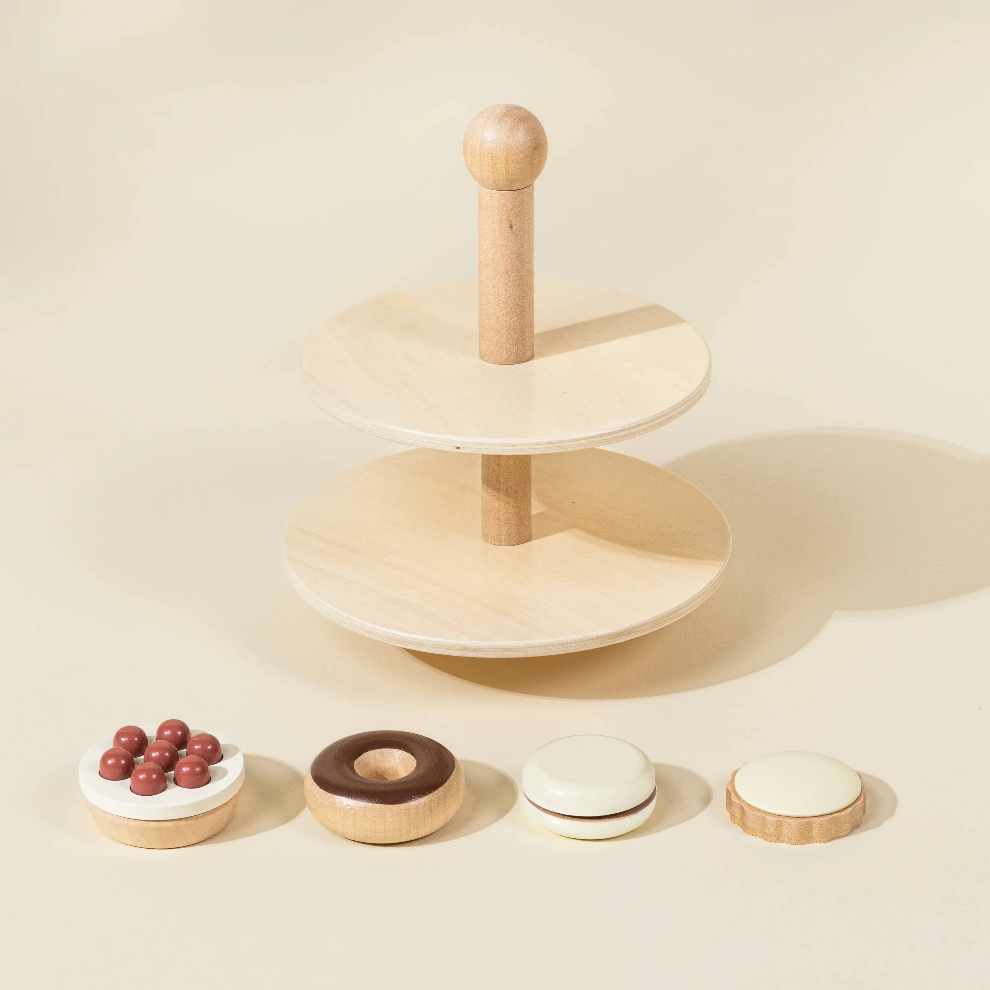 Dessertturm aus Holz | Spielturm mit 8 bunten Süßigkeiten