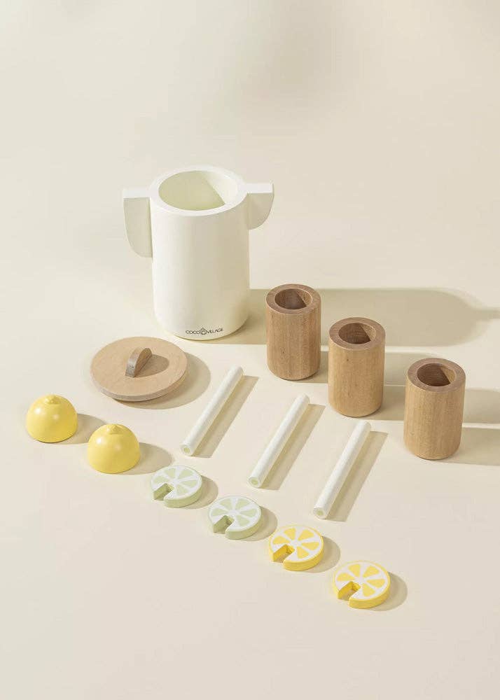 Wooden Lemonade Set | Creative play set with 3 glasses, a jug, and fruit accessories