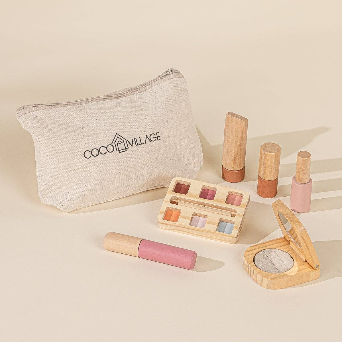 Beauty-Set aus Holz | Fantasievolles Set mit Make-up und Spiegel aus Holz