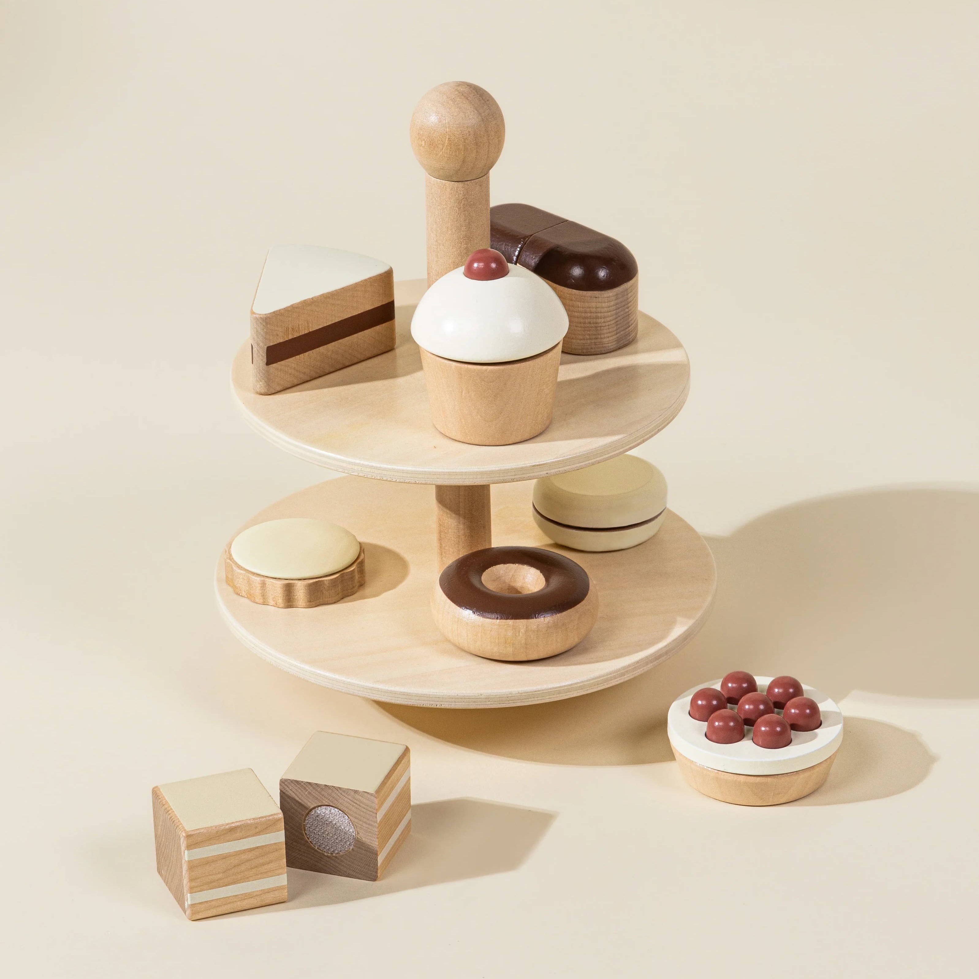 Dessertturm aus Holz | Spielturm mit 8 bunten Süßigkeiten