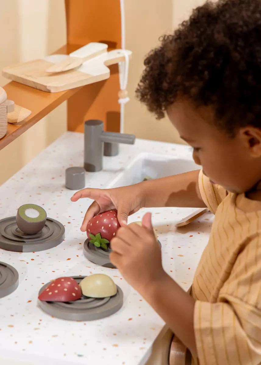 Obstspielset aus Holz | Marktset mit 7 Holzfrüchten