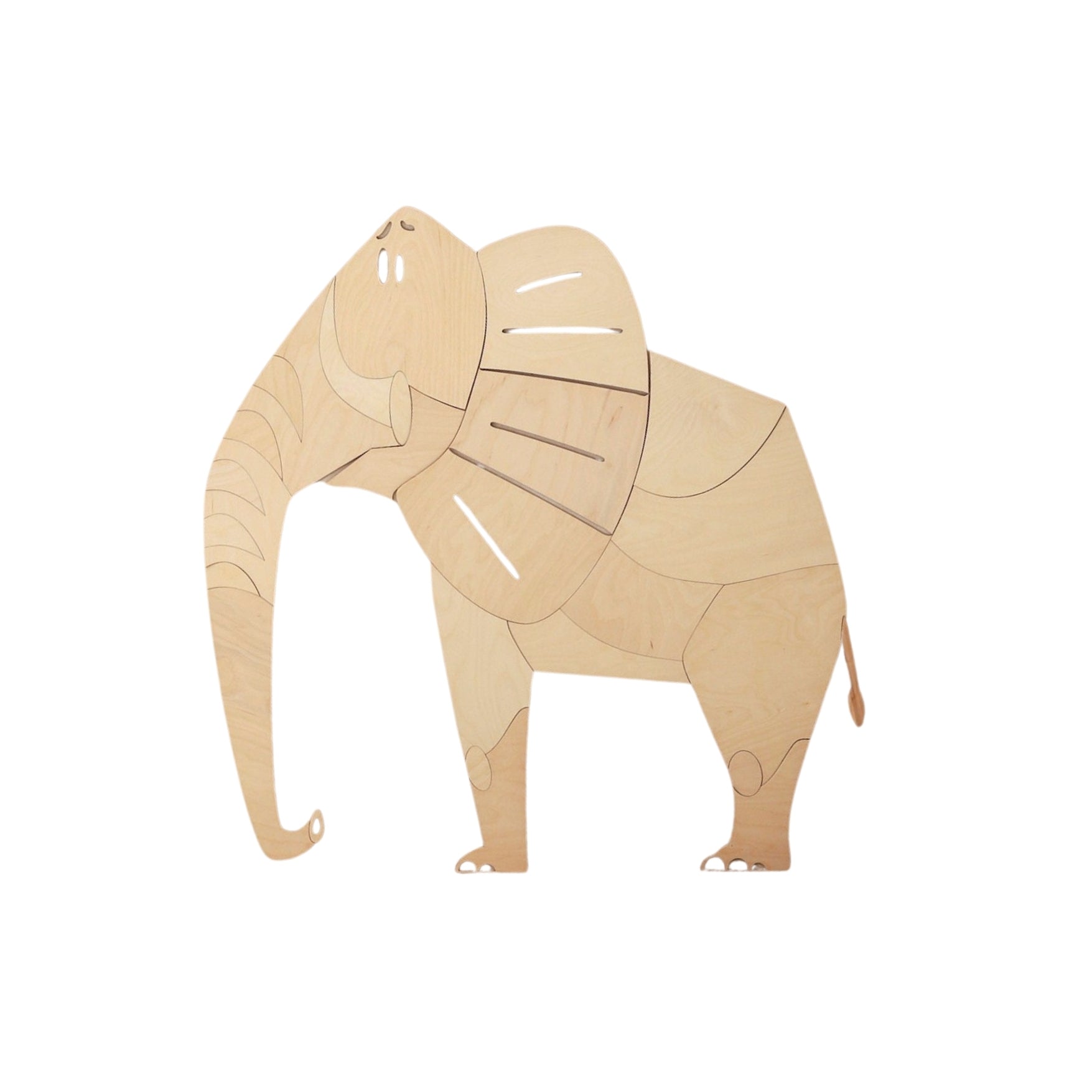 Safari-Elefant aus Holz – Wanddekoration