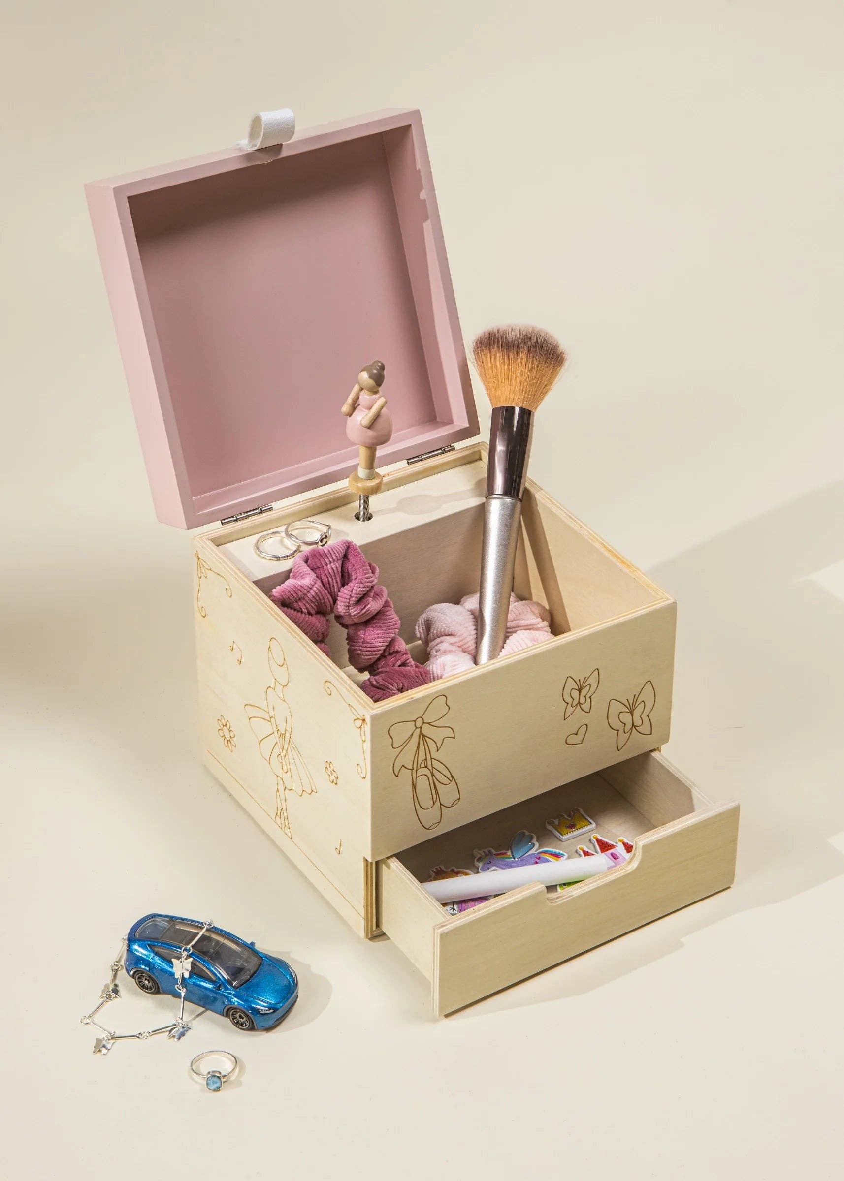 Spieluhr aus Holz mit Ballerina-Melodie | Mit der Melodie von Schwanensee