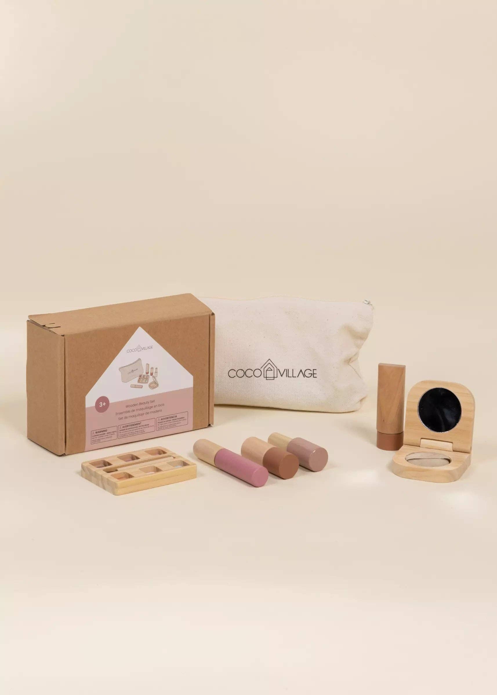 Beauty-Set aus Holz | Fantasievolles Set mit Make-up und Spiegel aus Holz