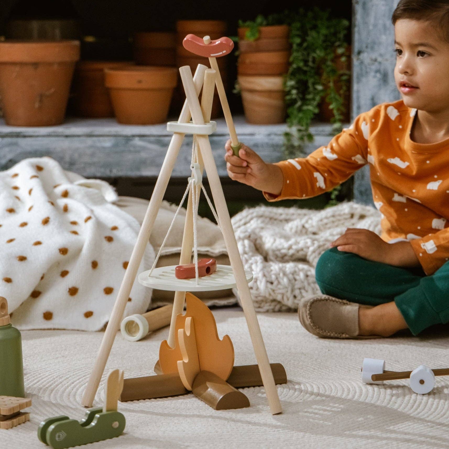 Camping-Spielset aus Holz | Mit Lagerfeuer, Marshmallows und Campingausrüstung